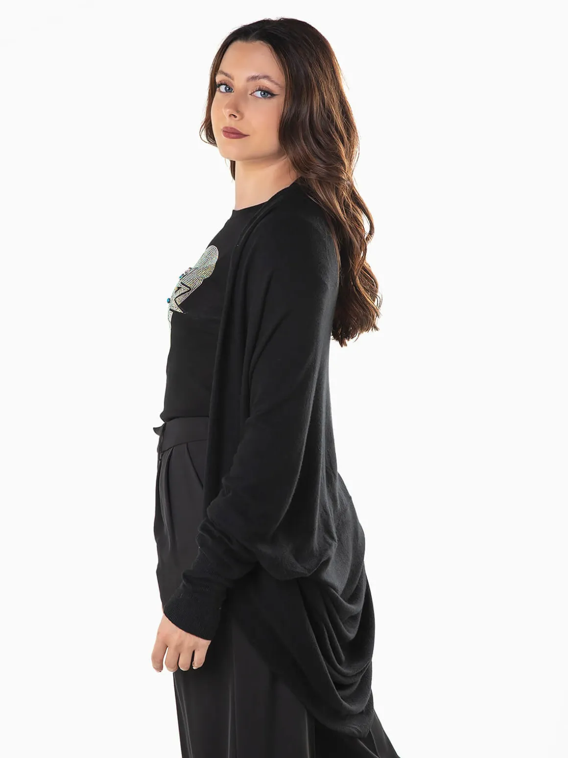 Casaco malha manga morcego