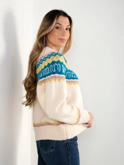 Casaco malha riscas com corações