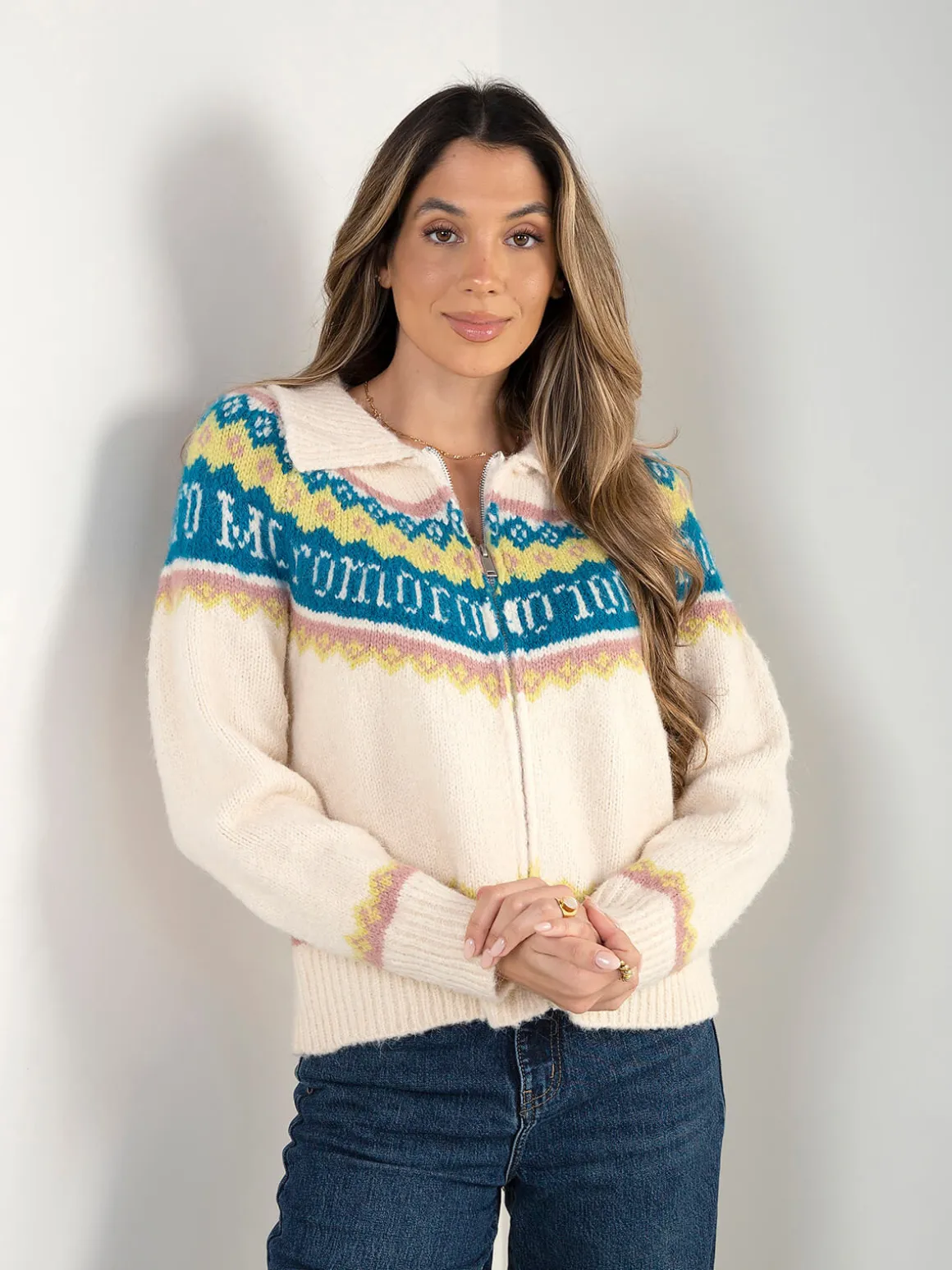 Casaco malha riscas com corações