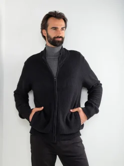 Casaco preto malha estruturada