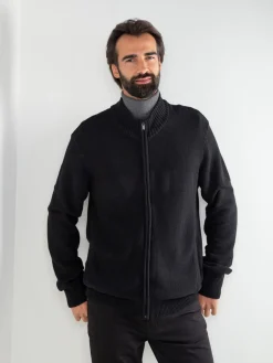 Casaco preto malha estruturada