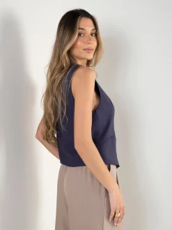 Colete alfaiataria mistura linho