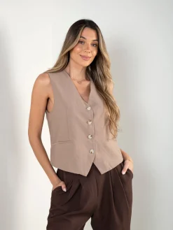 Colete alfaiataria mistura linho