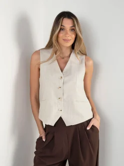 Colete alfaiataria mistura linho