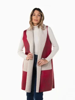 Colete comprido com forro efeito borrego