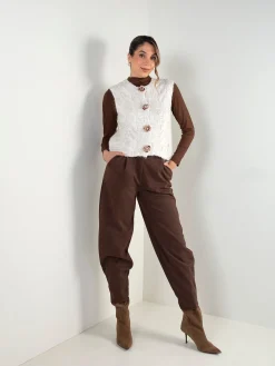 Colete de malha com botões florais