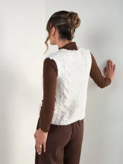 Colete de malha com botões florais