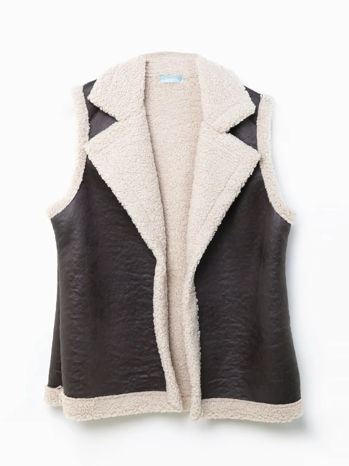 Colete efeito camurça com gola e pelo