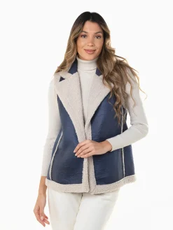 Colete efeito pele envelhecida com pelo