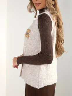 Colete malha com aplicação de urso