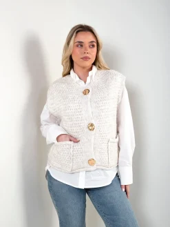 Colete malha com bolsos