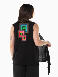 Colete malha com bordados