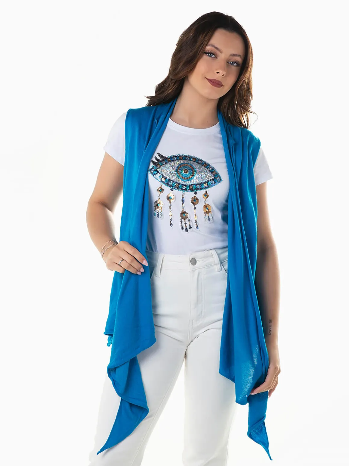 Colete malha com bordados