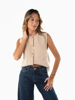 Colete malha com botões