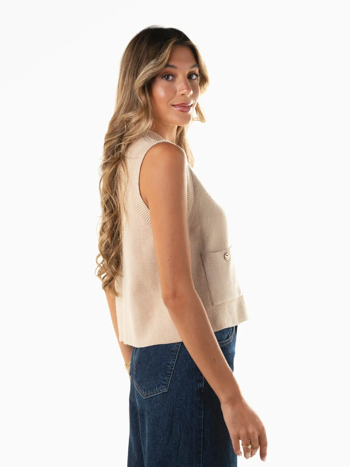 Colete malha com botões