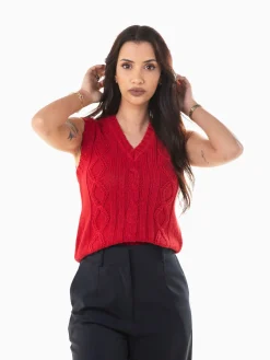Colete malha decote em V