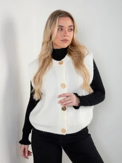 Colete malha pérola com botóes