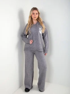 Conjunto de malha com sweatshirt e calças