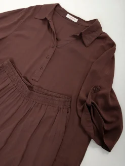 Conjunto efeito linho blusa e calças