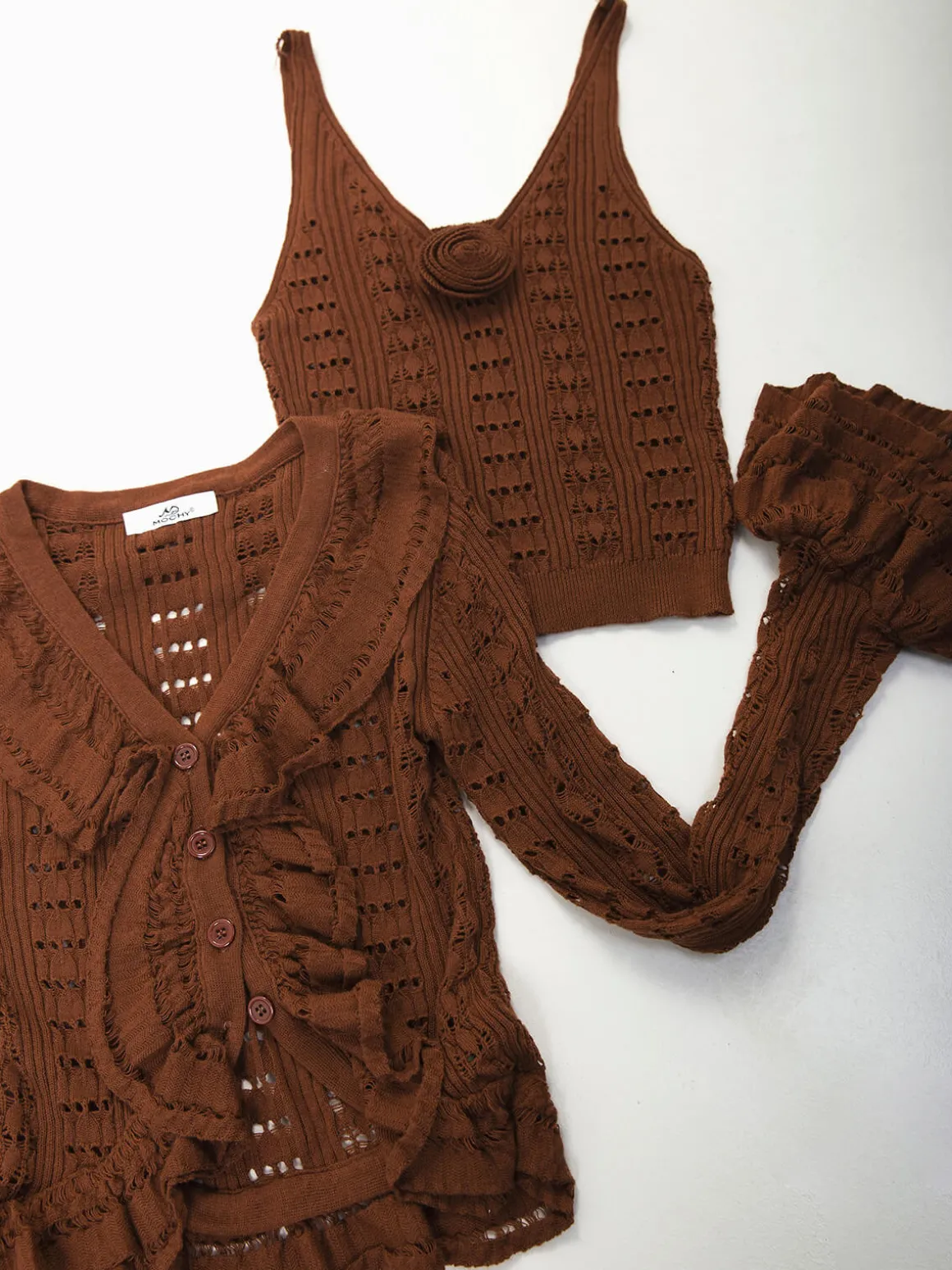 Conjunto malha casaco e top