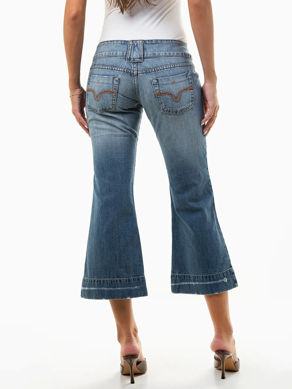 Jeans cropped cintura baixa