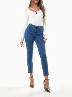 Jeans skinny push-up azul médio