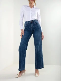Jeans wide leg azul escuro