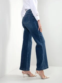 Jeans wide leg azul escuro