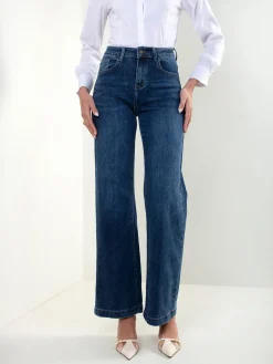 Jeans wide leg azul escuro