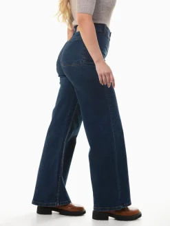 Jeans wide leg azul escuro
