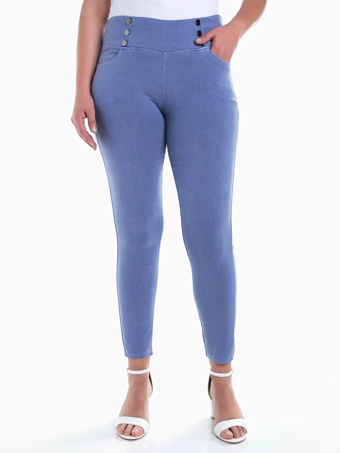 Jeggings elásticas com botões