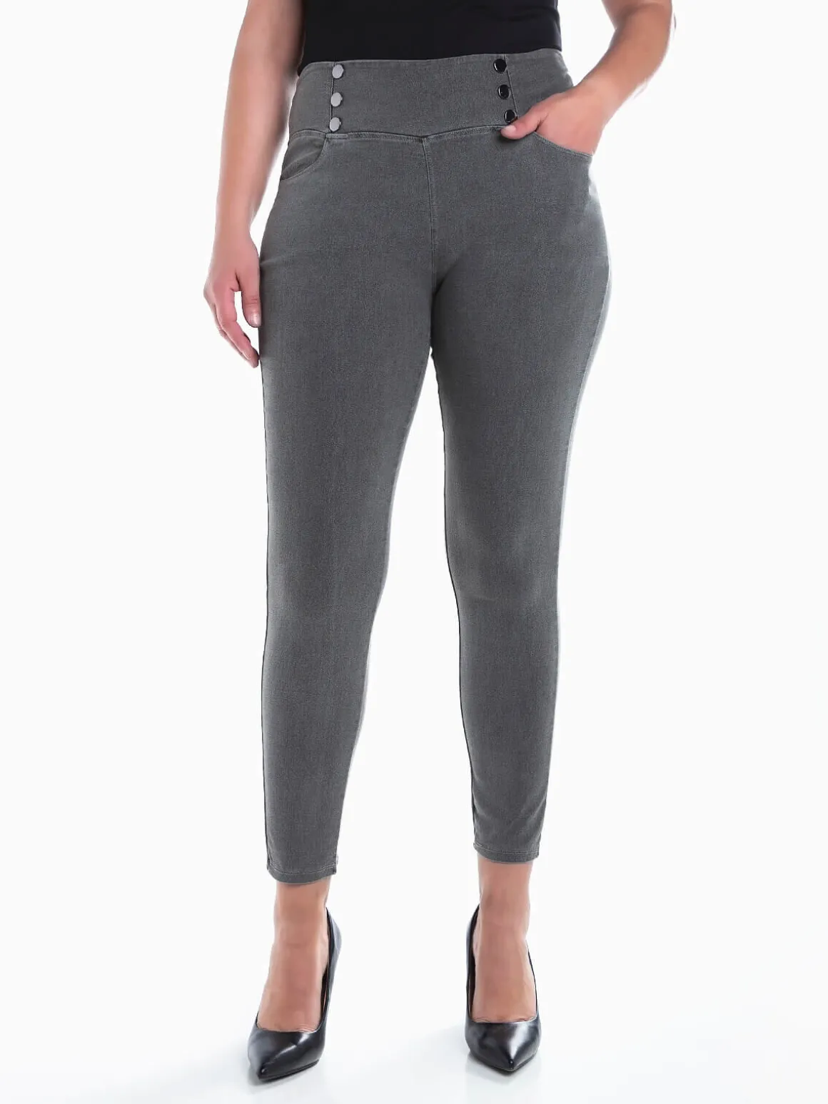 Jeggings elásticas com botões