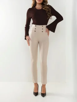 Leggings cintura alta botões dourados