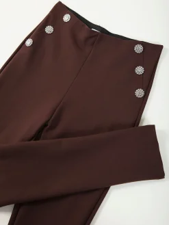 Leggings cintura alta com botões decorativos