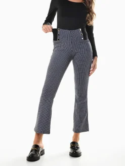 Leggings flare xadrez com botões