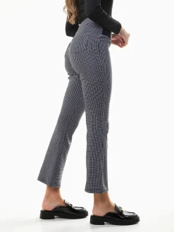 Leggings flare xadrez com botões