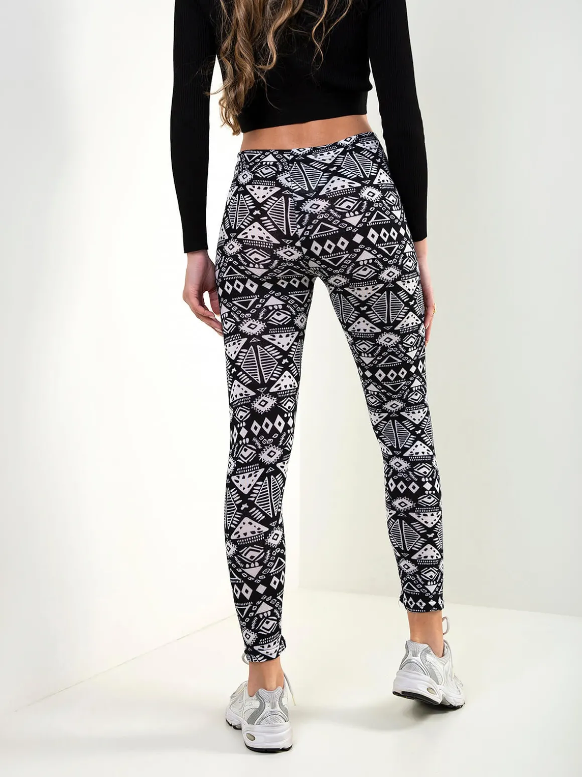 Leggings pretos estampados de cintura alta