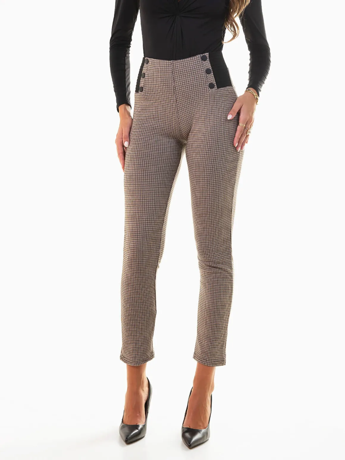 Leggings xadrez cintura alta