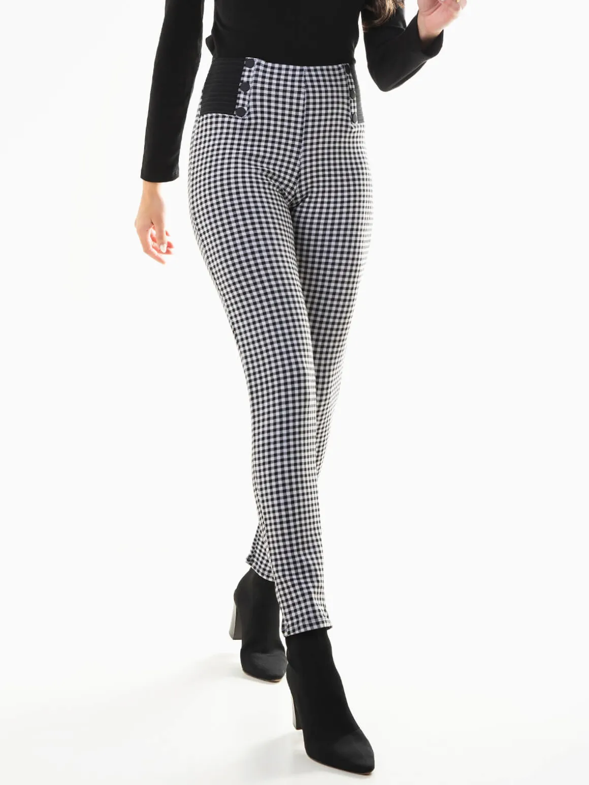 Leggings xadrez vichy cintura alta
