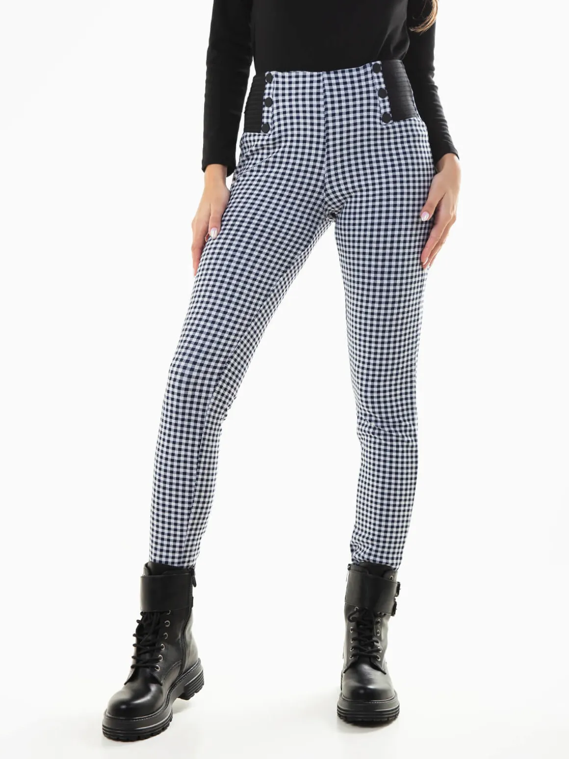 Leggings xadrez vichy cintura alta