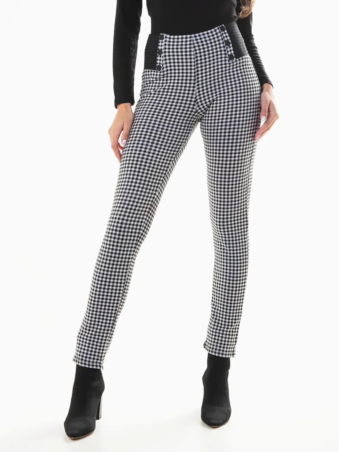 Leggings xadrez vichy cintura alta