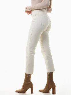 Mom jeans bege base desfiada