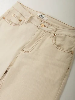 Mom jeans bege cintura alta