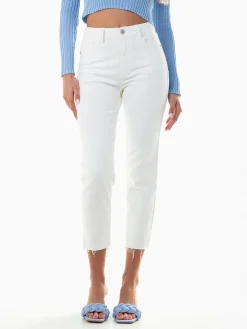 Mom jeans brancas base desfiada