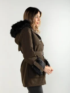 Parka acolchoada com cinto