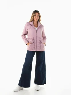 Parka cintada com folho