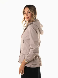 Parka com capuz e folhos