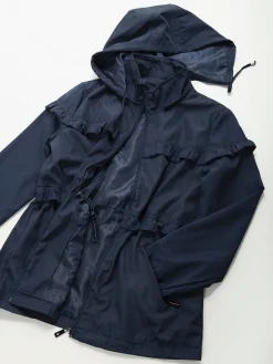 Parka com capuz encaixe folhos