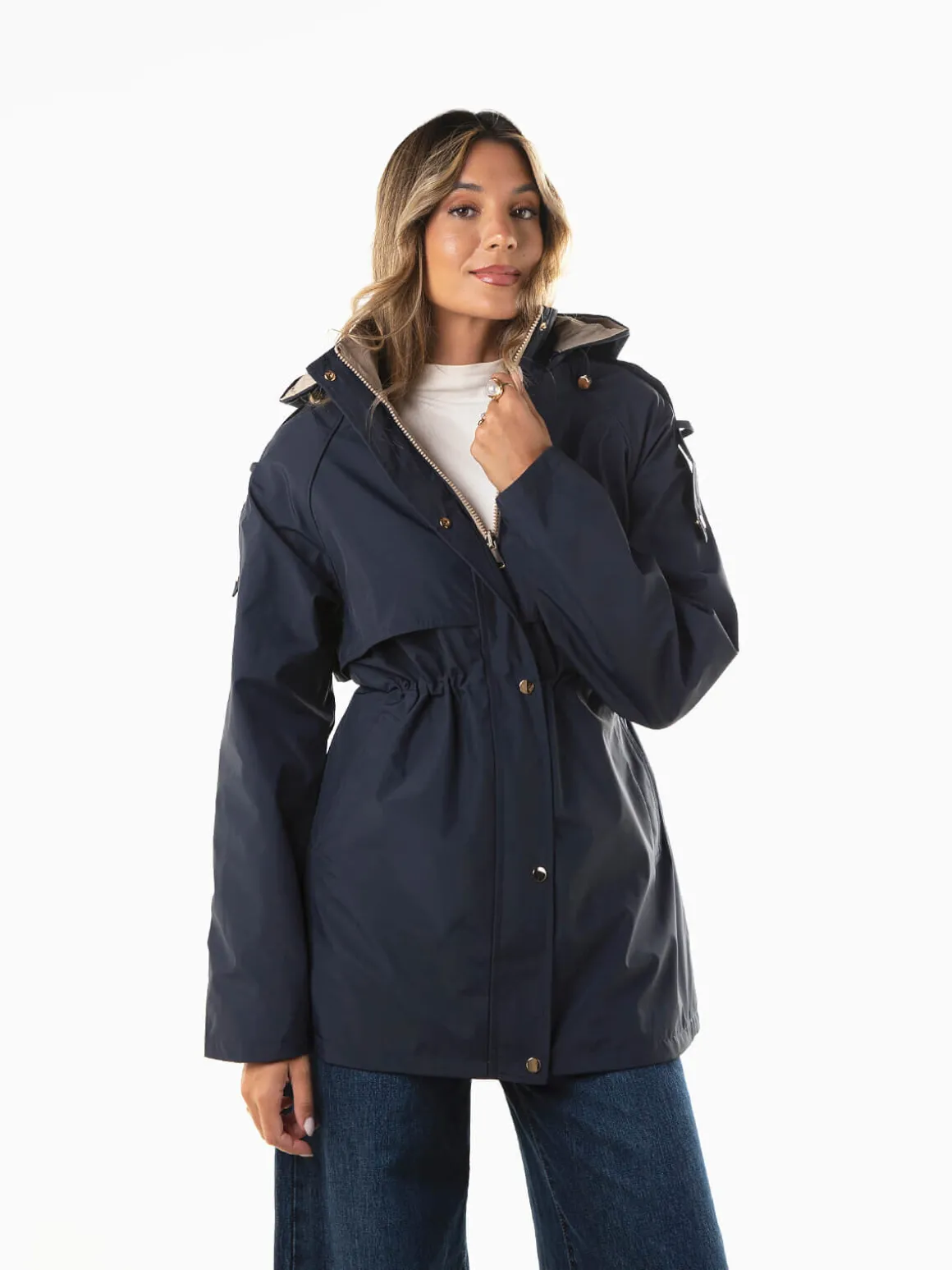 Parka reversível com fívelas