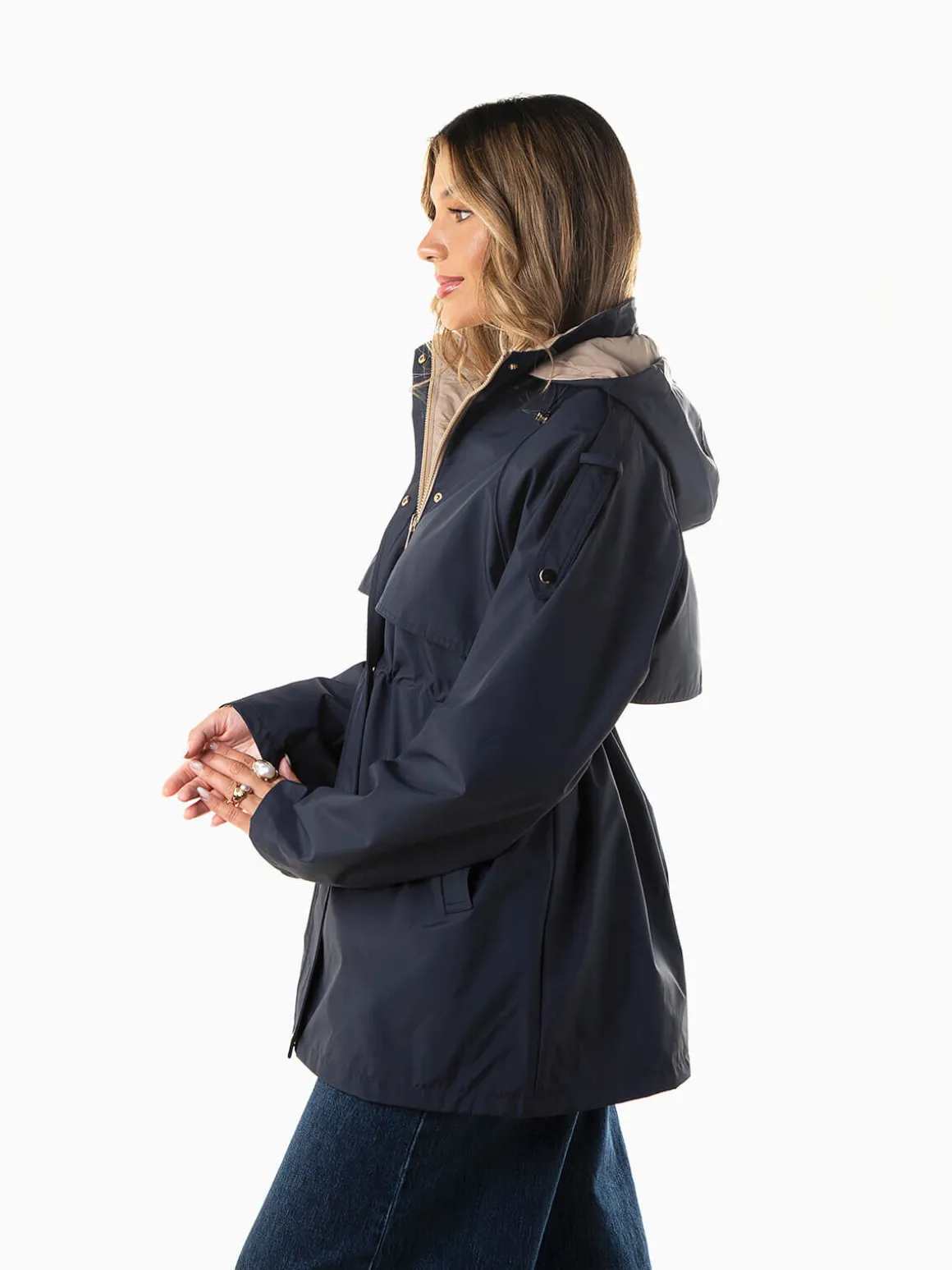 Parka reversível com fívelas